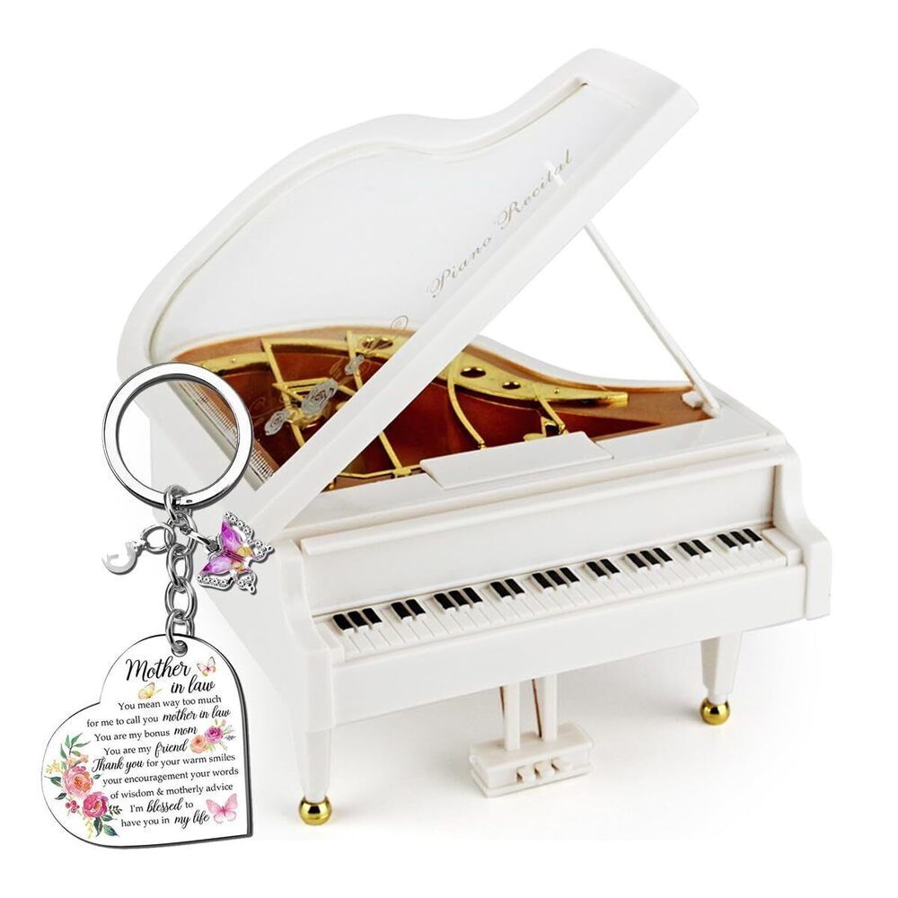 6661 Mother in Law Gifts Piano Shaped Music Box Comes with Keychain